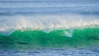 A calm blue ocean wave symbolizing resilience and growth.