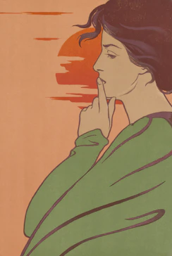 a painting of a woman with her hand on her chin
