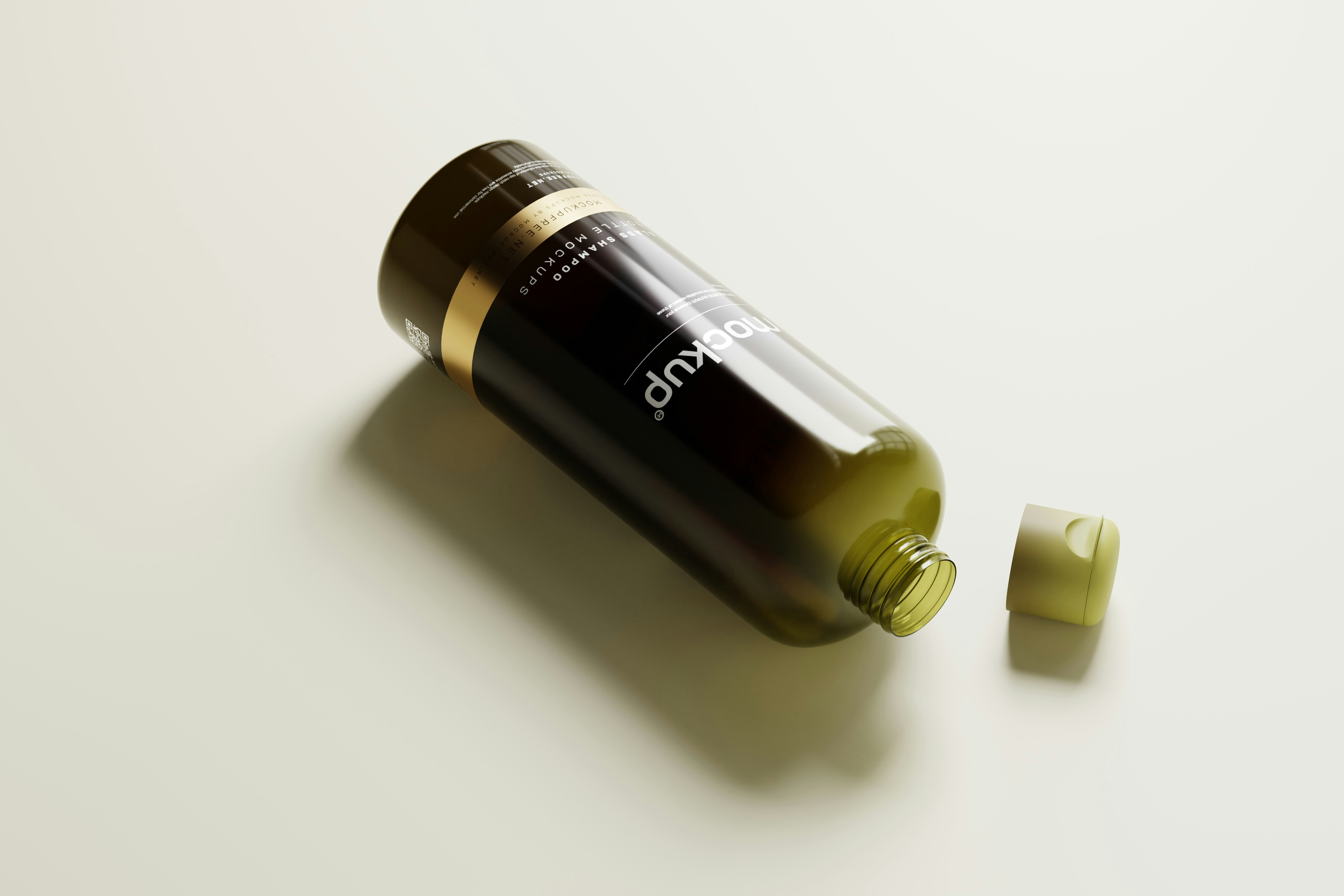 a bottle of kryo hair oil next to a cut in half piece of, Glass Shampoo or Body Wash Bottle Mockups, 1L size glass shampoo, conditioner or body wash bottle mockup templates Download editable PSD mockup of this bottle for free from MockupFree - https://mockupfree.net