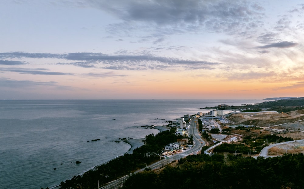 a view of the ocean from a hill top