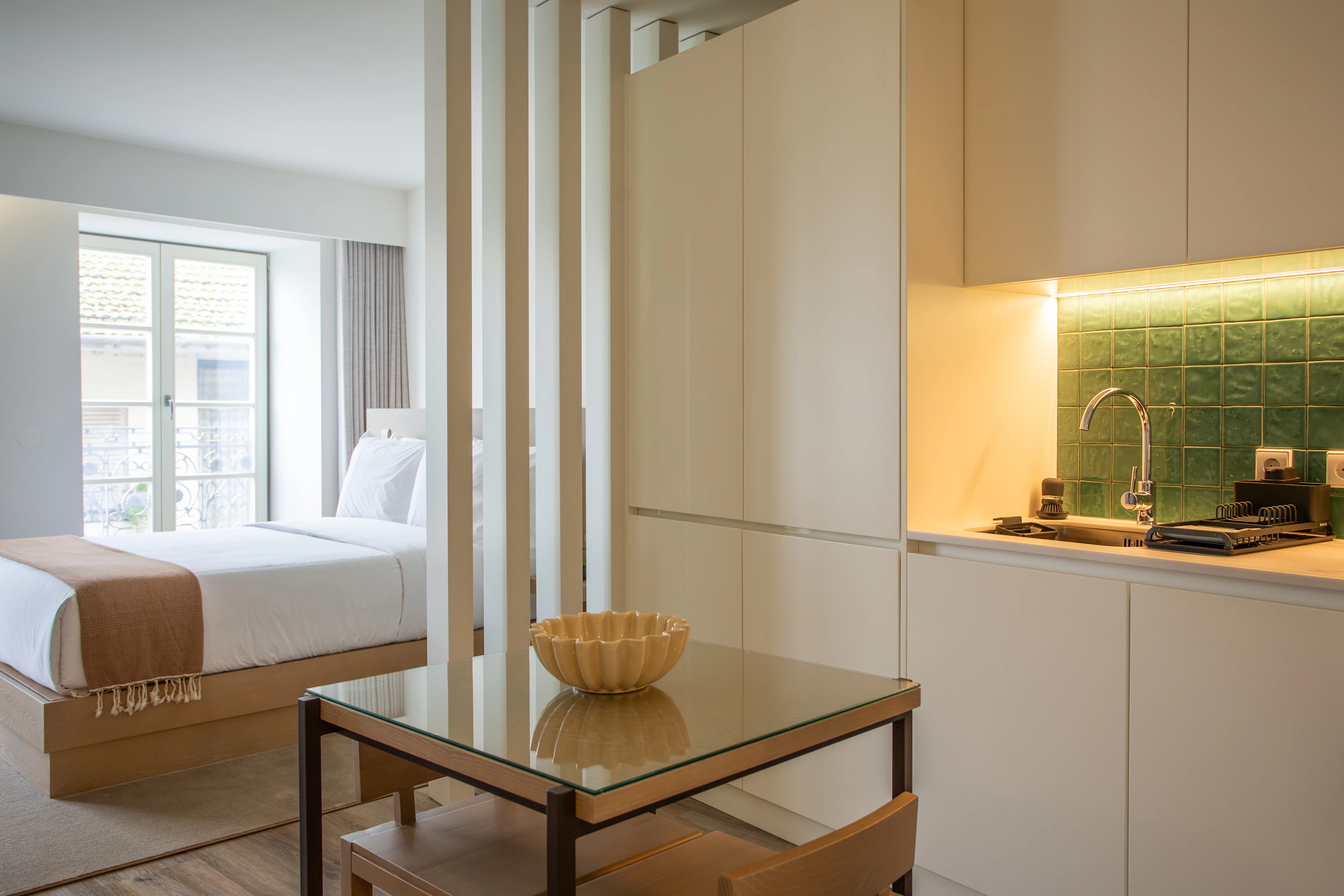 Kitchenette with a small dining table
