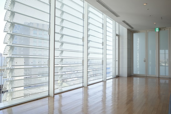 A modern living space featuring elegant window treatments and insect protection solutions.