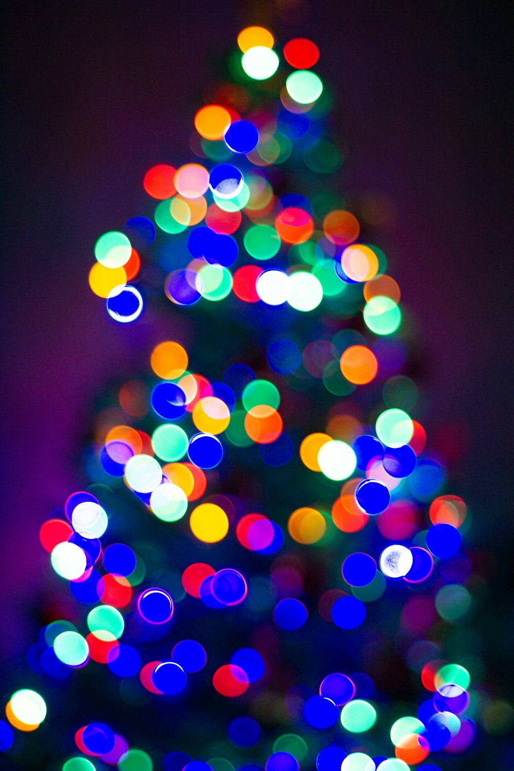 a brightly lit christmas tree in a dark room