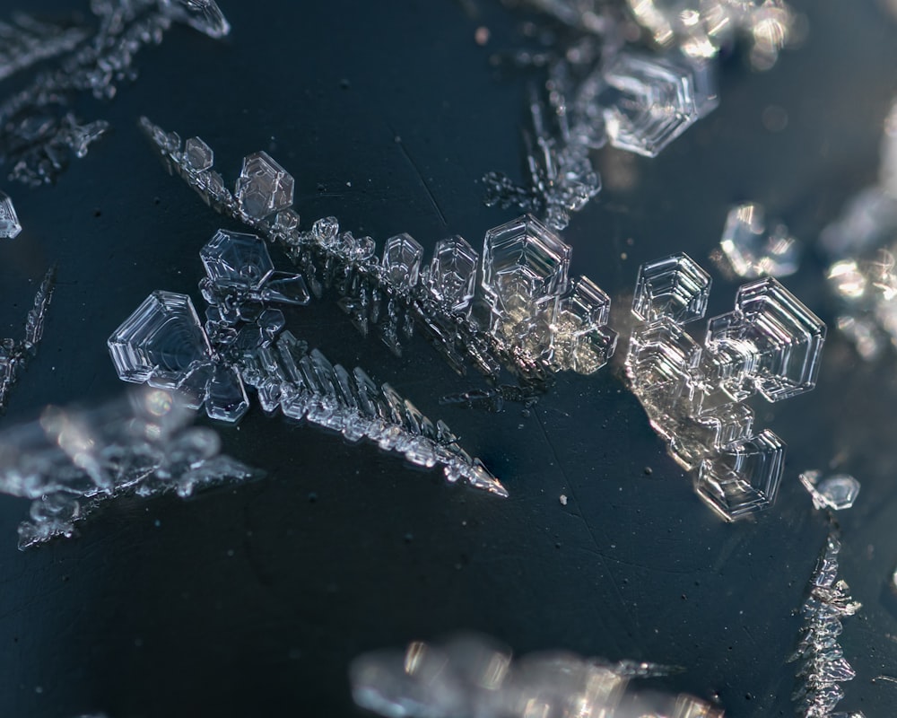 a close up of a bunch of ice crystals