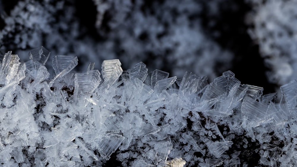 a close up of a bunch of ice crystals