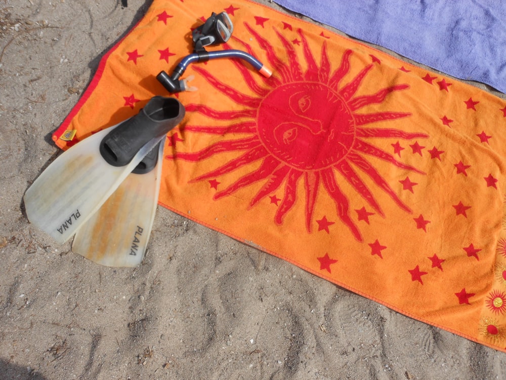 a towel with a picture of a sun on it