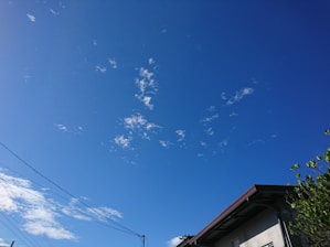 a clear blue sky with some clouds in the background