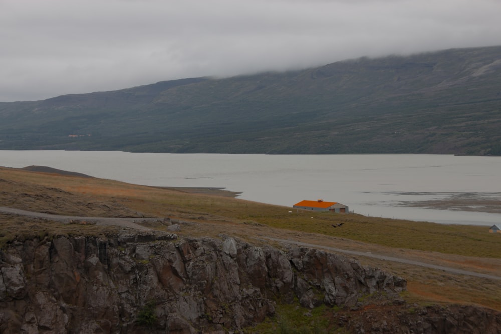 a large body of water surrounded by mountains