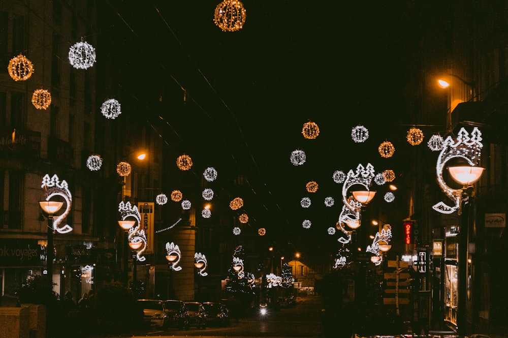 a city street filled with lots of lights
