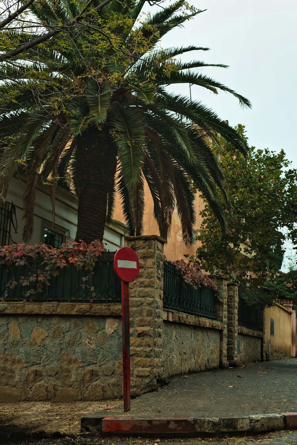 a red stop sign sitting on the side of a road