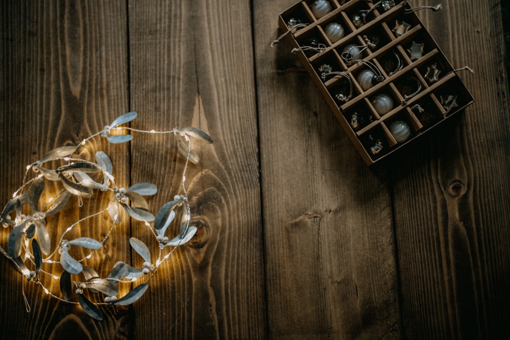 a glass plate sitting on top of a wooden table