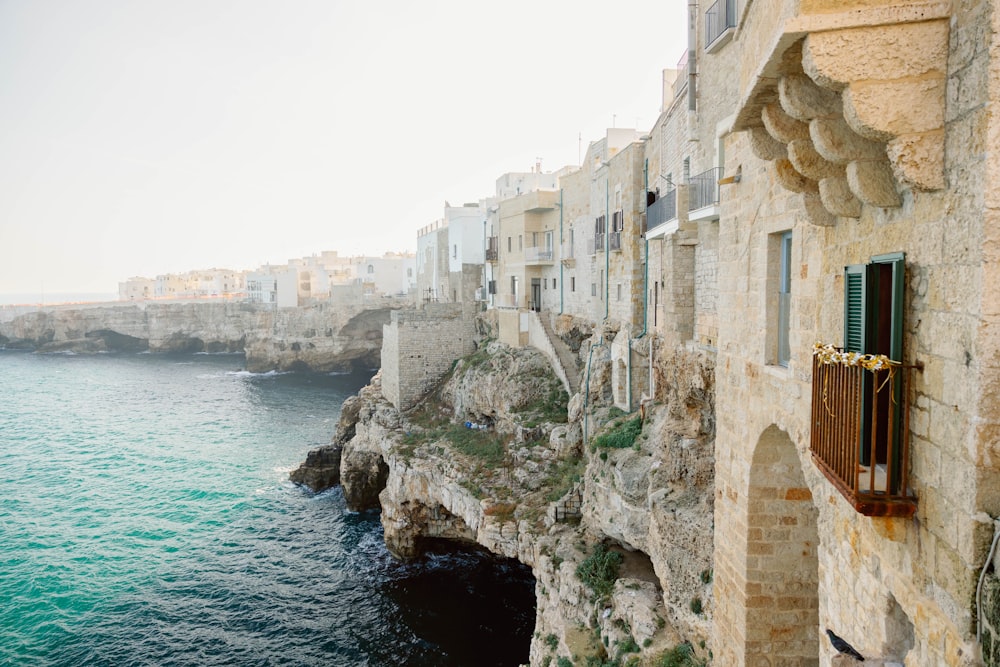 a view of the ocean from a cliff side