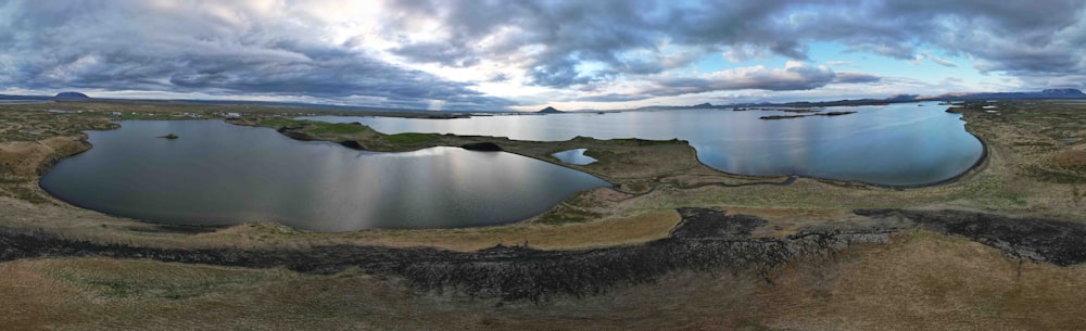 a large body of water surrounded by land