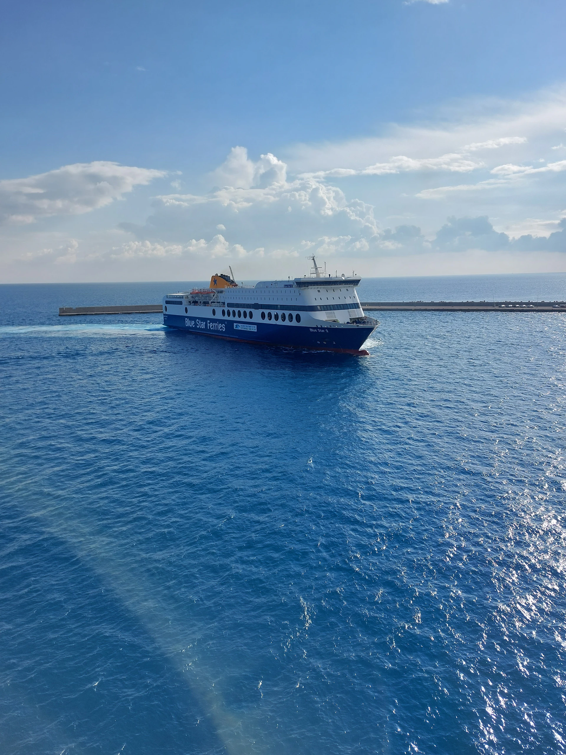 a large boat floating on top of a large body of water