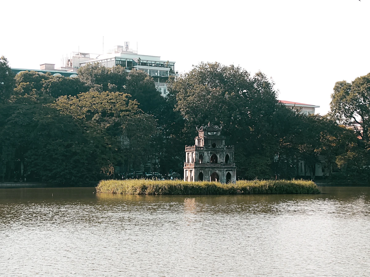 Turtle Tower on Hoan Kiem Lake in Hanoi