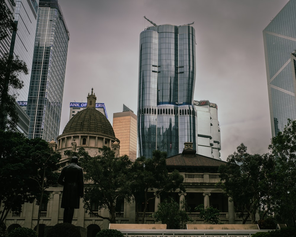 a group of tall buildings sitting next to each other