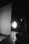 An artistic photo of the studio space with creative tools and lighting