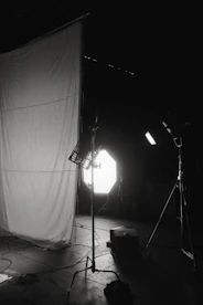 An artistic photo of the studio space with creative tools and lighting