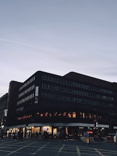 A commercial building in a busy business district.
