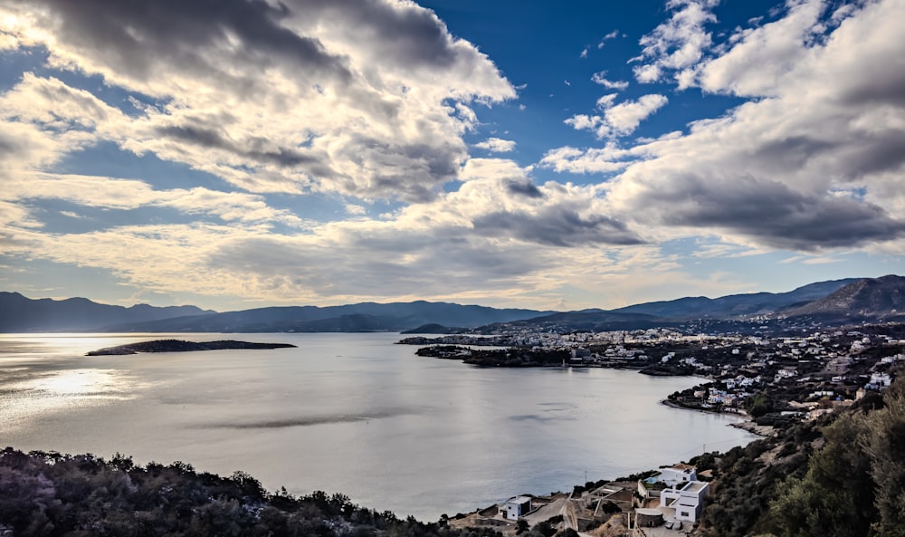 a large body of water surrounded by mountains