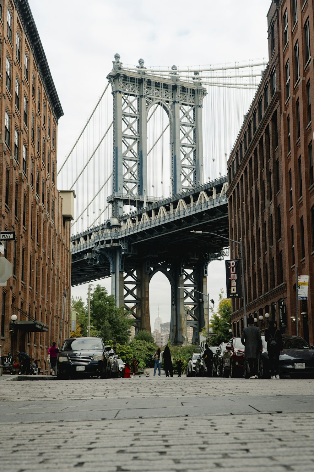 a view of a bridge over a city street