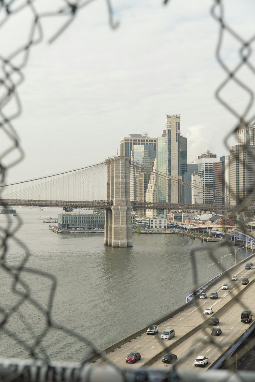 a view of a bridge over a body of water