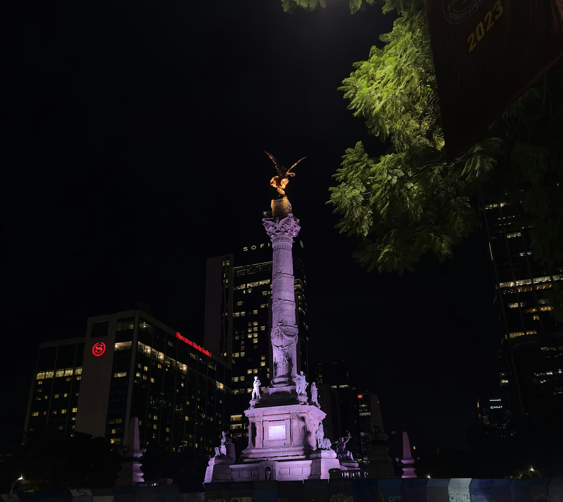 Mexico City Reforma skyline at night