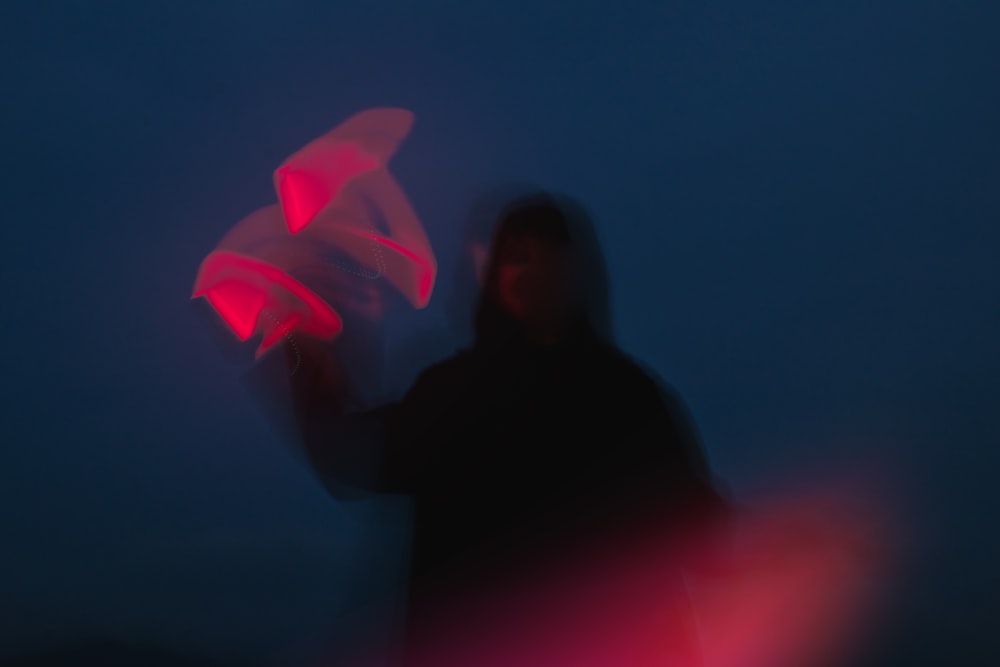 a blurry image of a person holding a frisbee