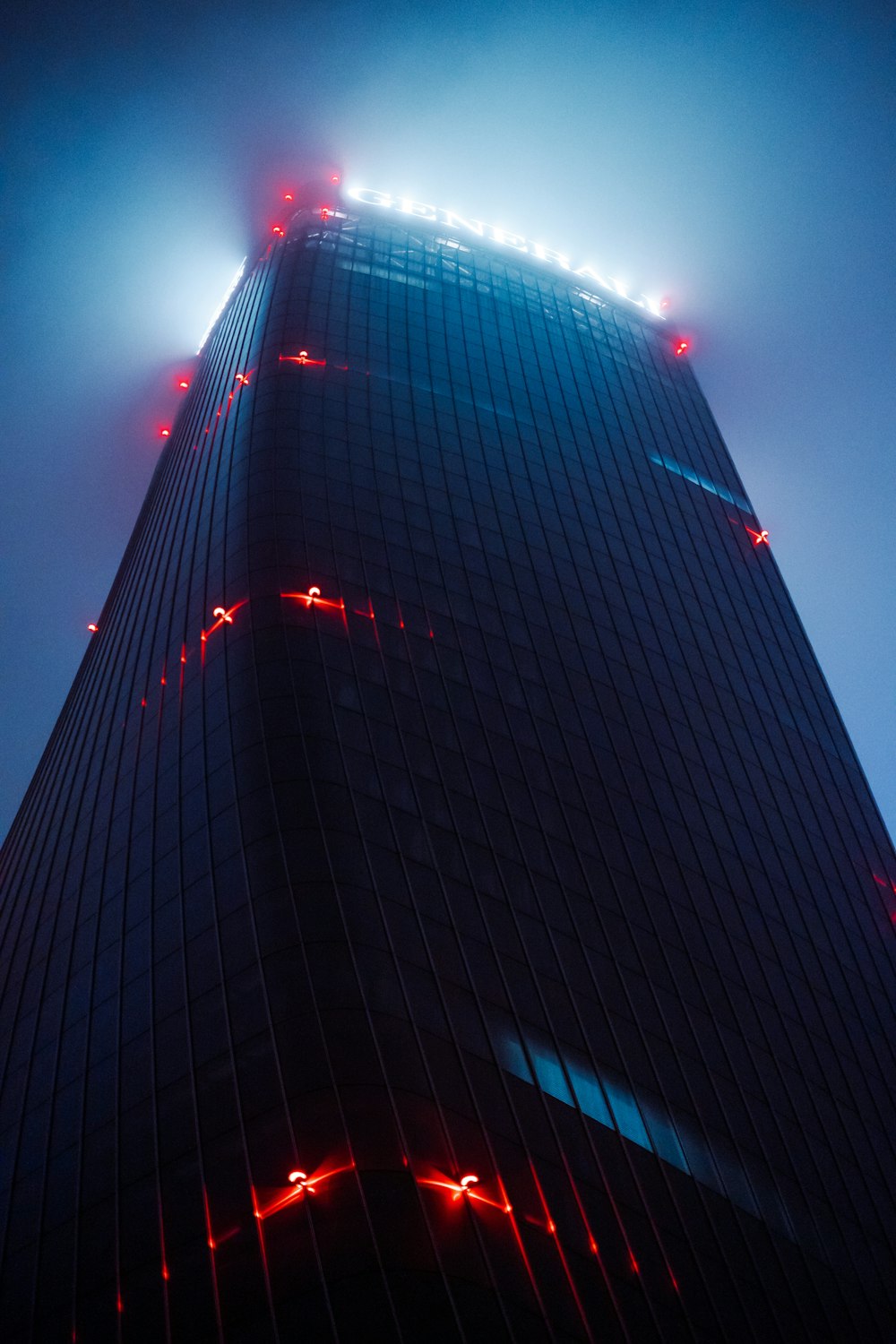 a very tall building with a lot of lights on it