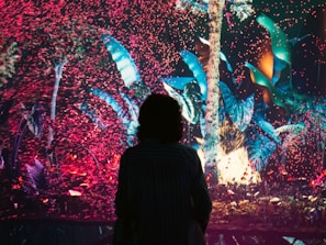 A colorful digital poster blending nature and technology themes.