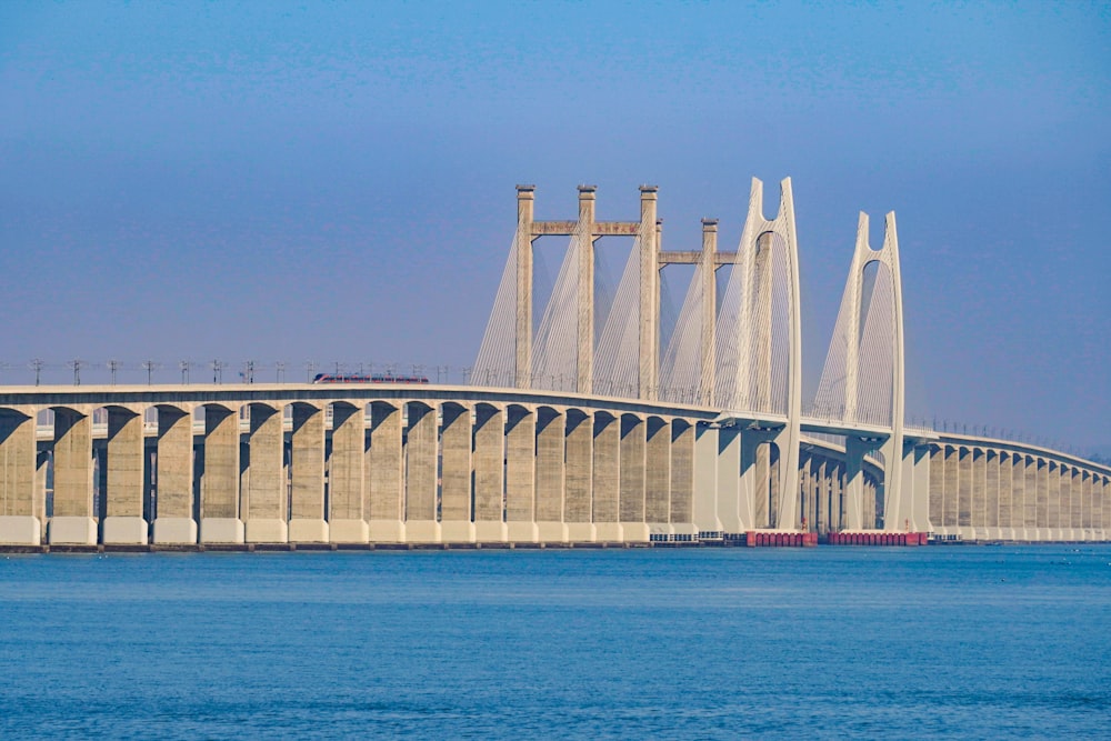 a large bridge spanning over a large body of water