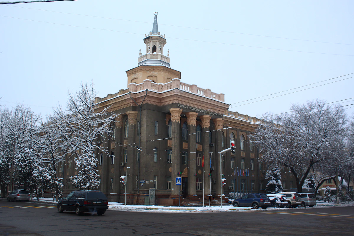 Winter snow in Bishkek, Kyrgyzstan