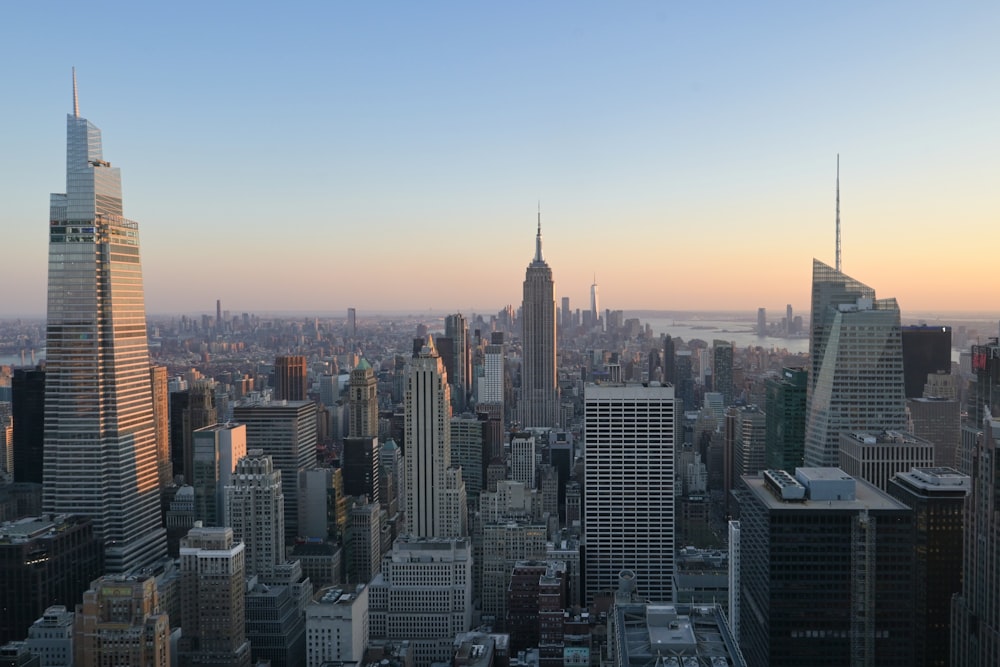 a view of a large city with tall buildings