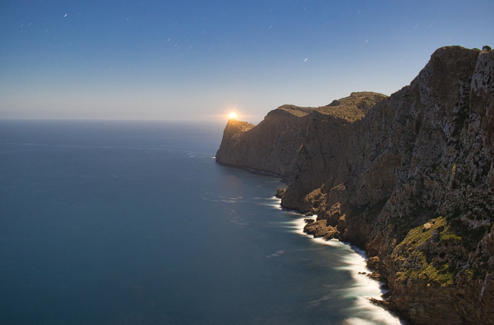 a view of the ocean from a high point of view