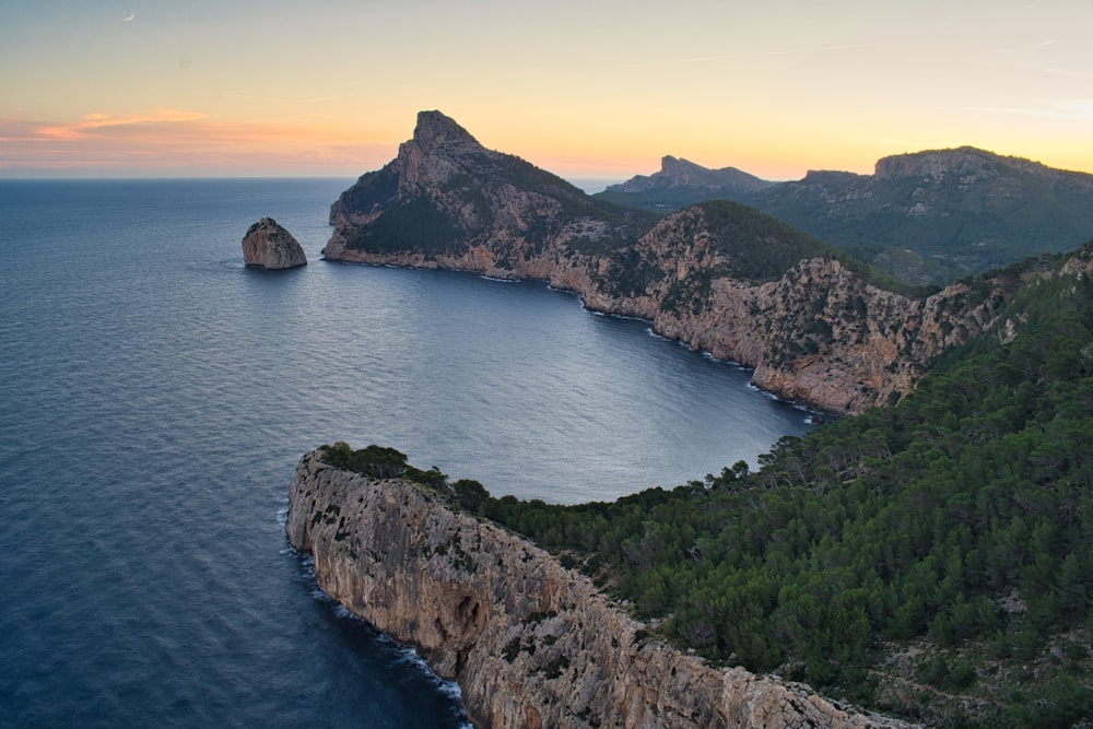 a large body of water surrounded by mountains