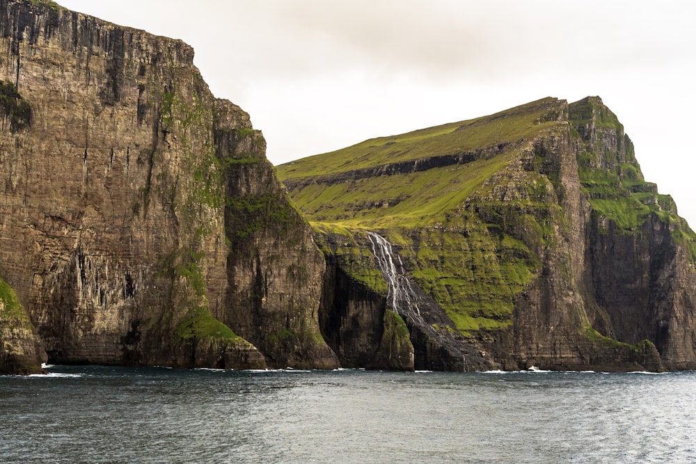 a large body of water with a waterfall in the middle of it