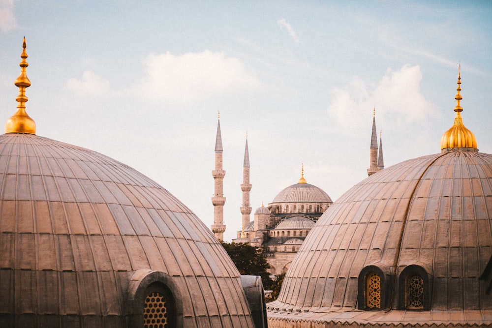 a view of a large building with many domes