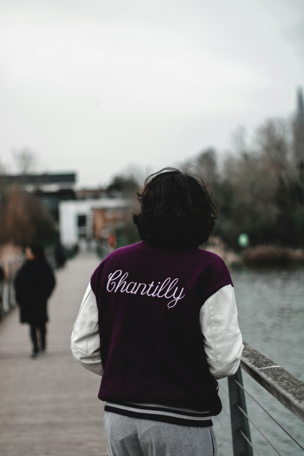 a person walking on a bridge over a body of water