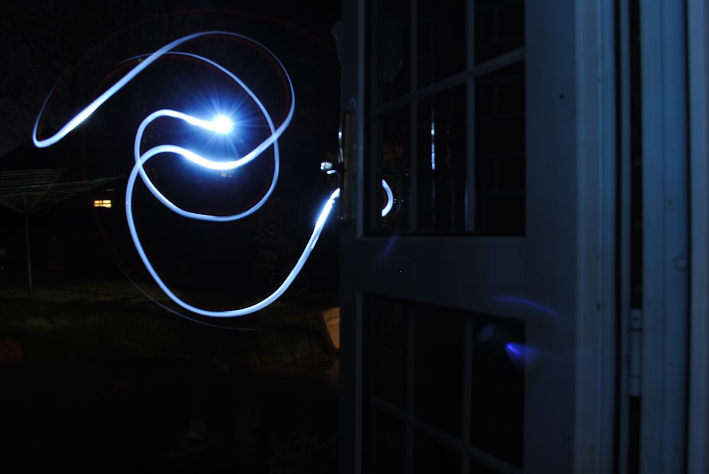 a door with a light painting on it