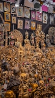 A serene display of various divine art sculptures arranged elegantly.