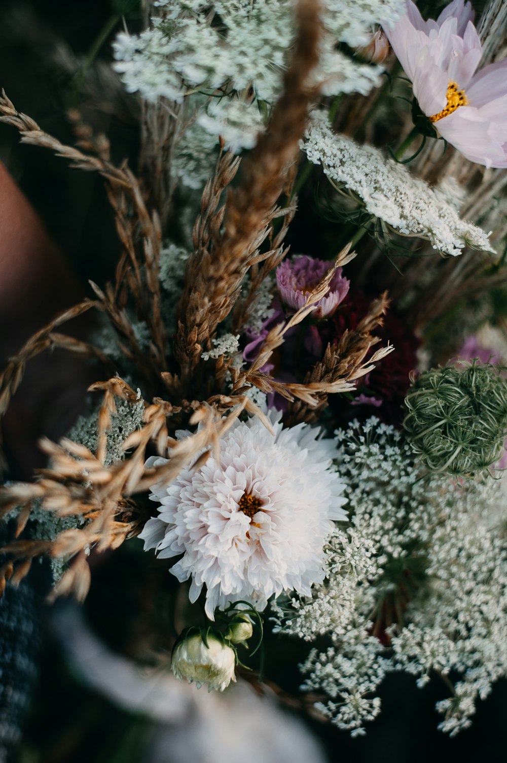 a close up of a bouquet of flowers