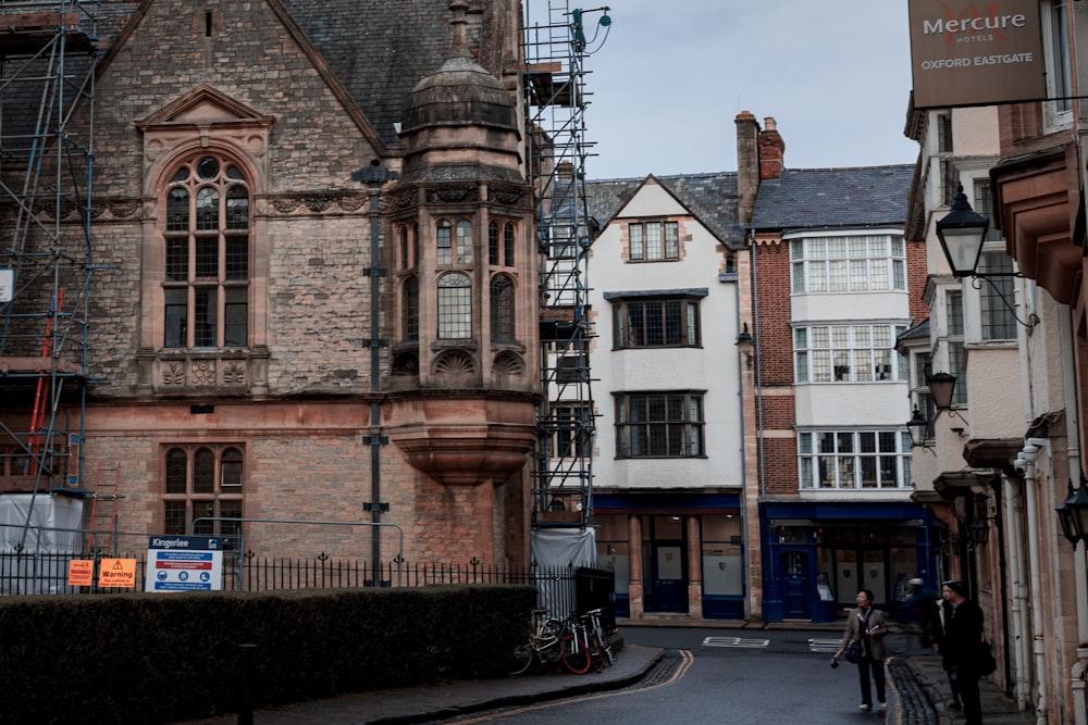 an old building with scaffolding on the side of it