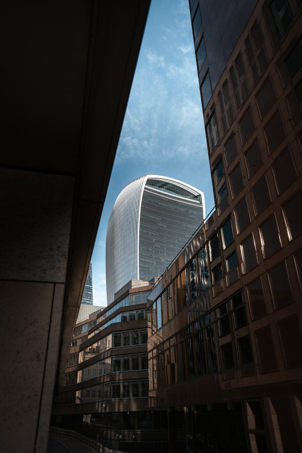 a view of a building through a window