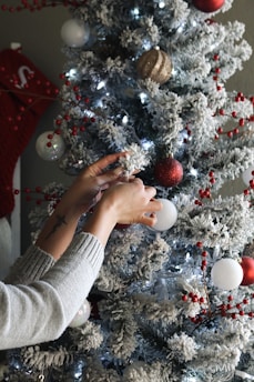 A team carefully removing Christmas lights from a home.
