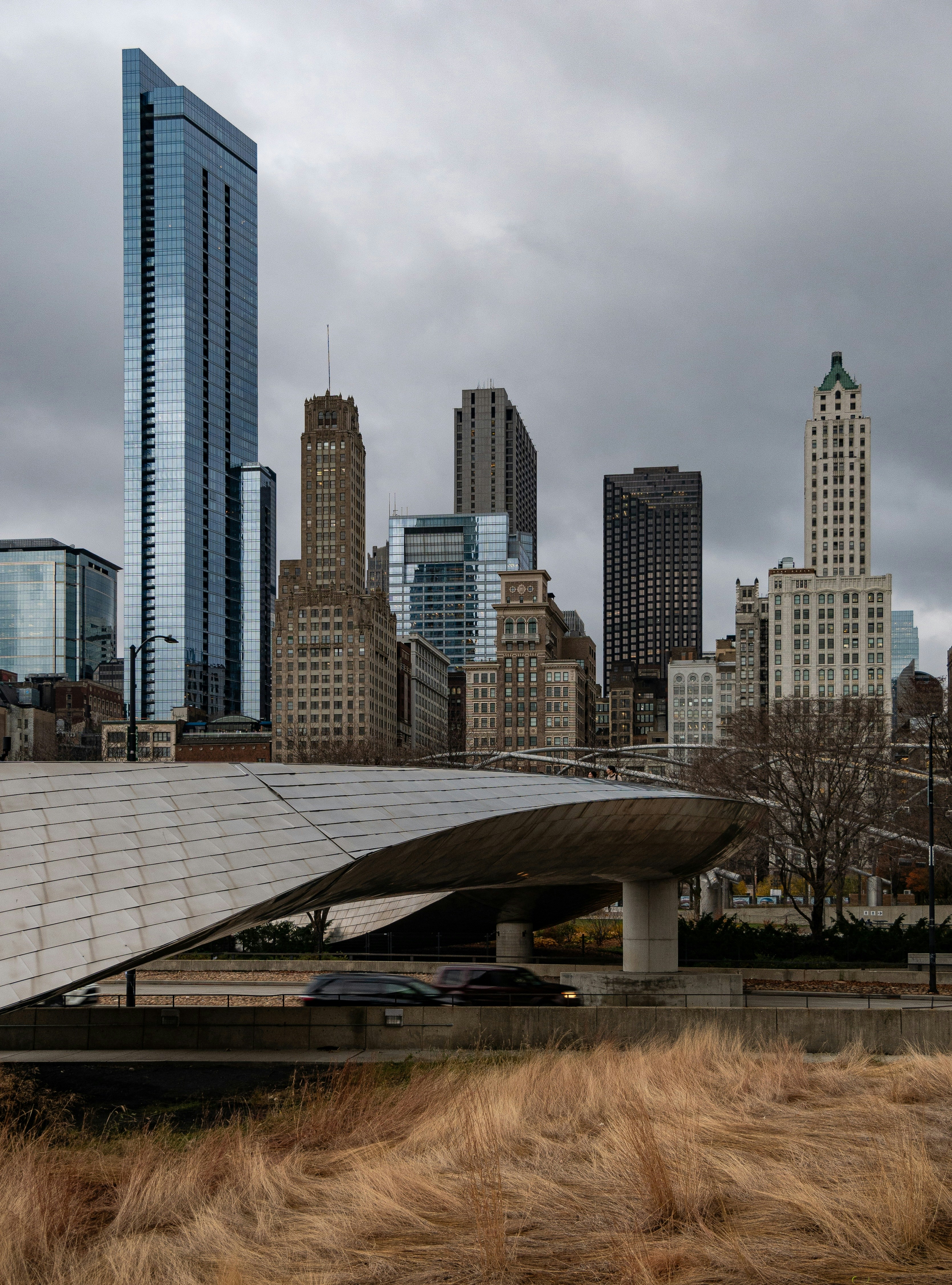 a view of a city with tall buildings