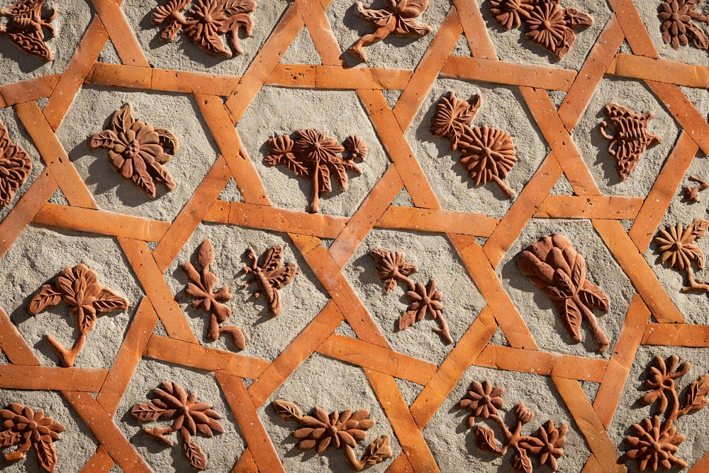 a close up of a pattern made out of clay