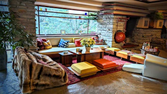 Comfortable modern living room inside a listed property