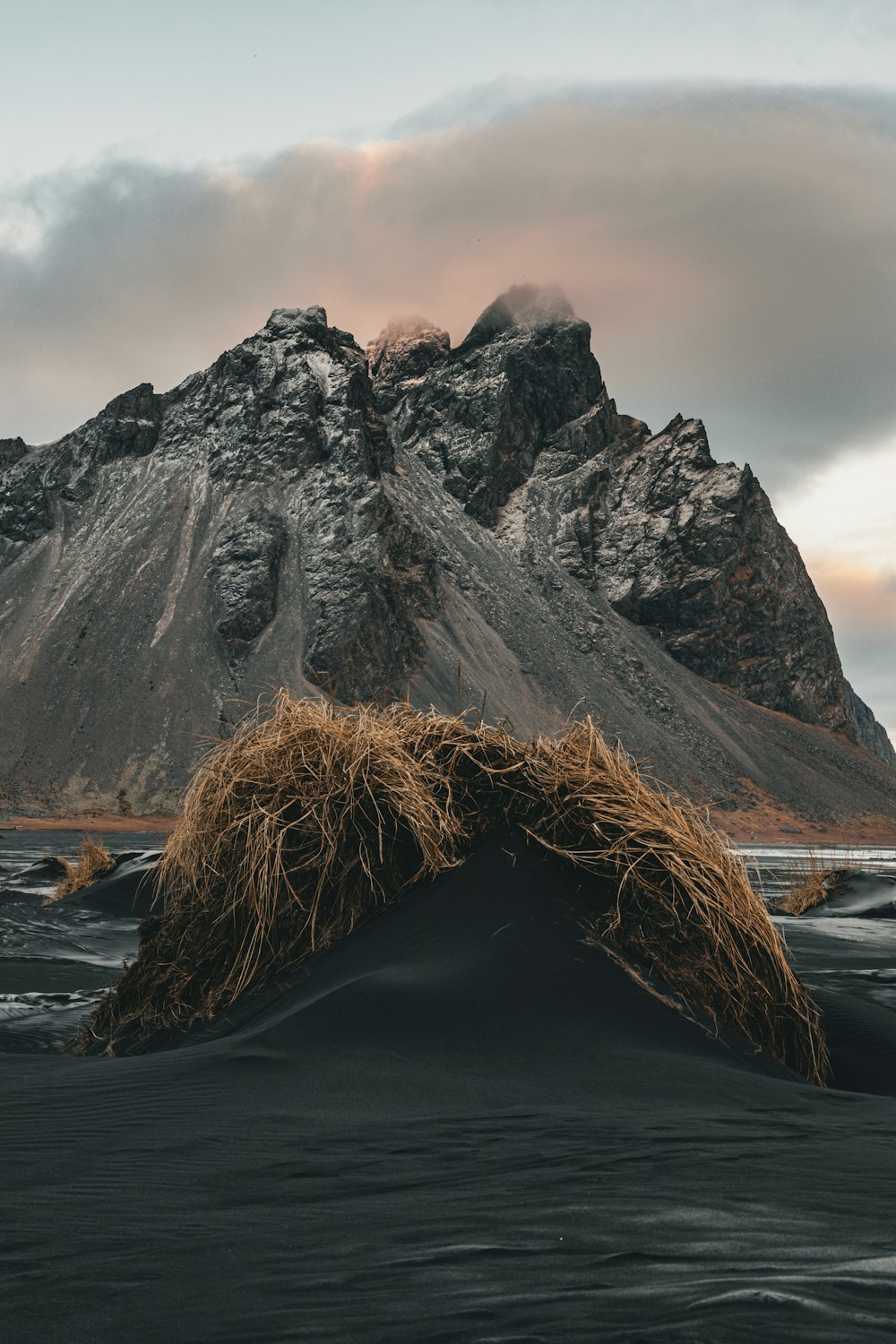 a mountain with a bunch of snow on top of it