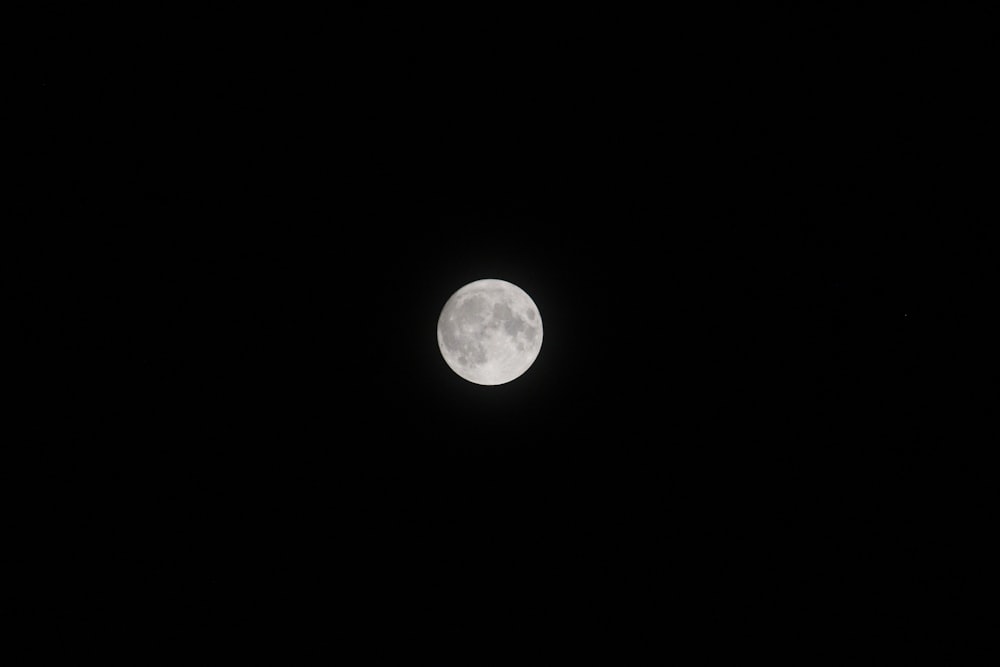 a full moon is seen in the dark sky