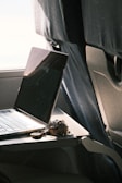 A travel agent assisting a customer with flight booking on a laptop.